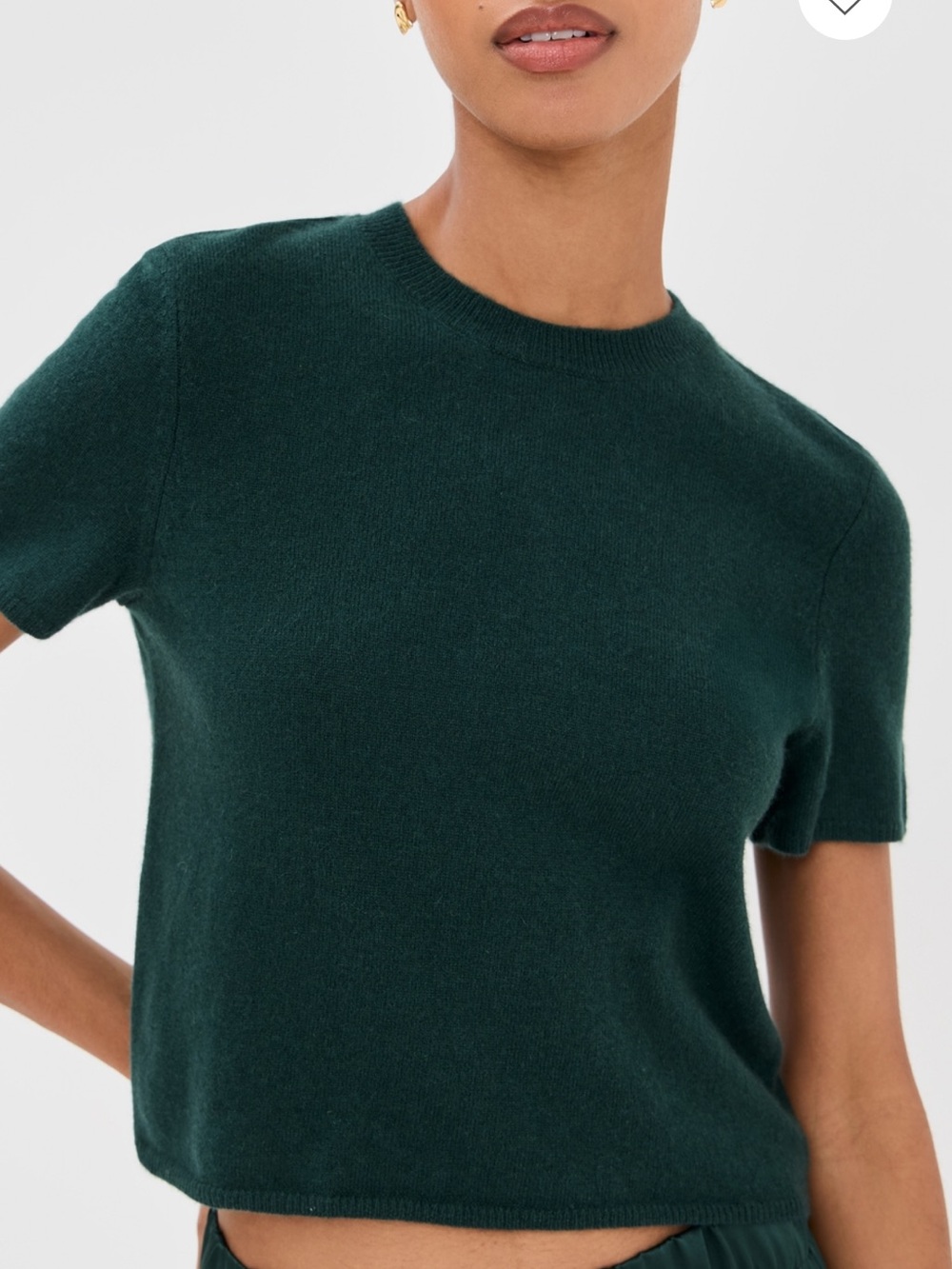 J. Crew Dark Green Short-Sleeve Crewneck Sweater